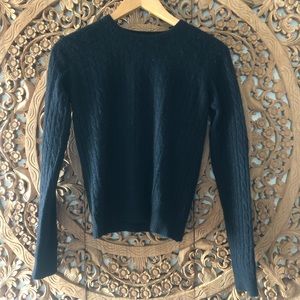 100% Cashmere Black Cable Knit Sweater